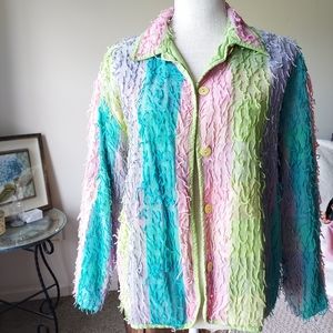Vintage mainstream fashions blue pink blazer large